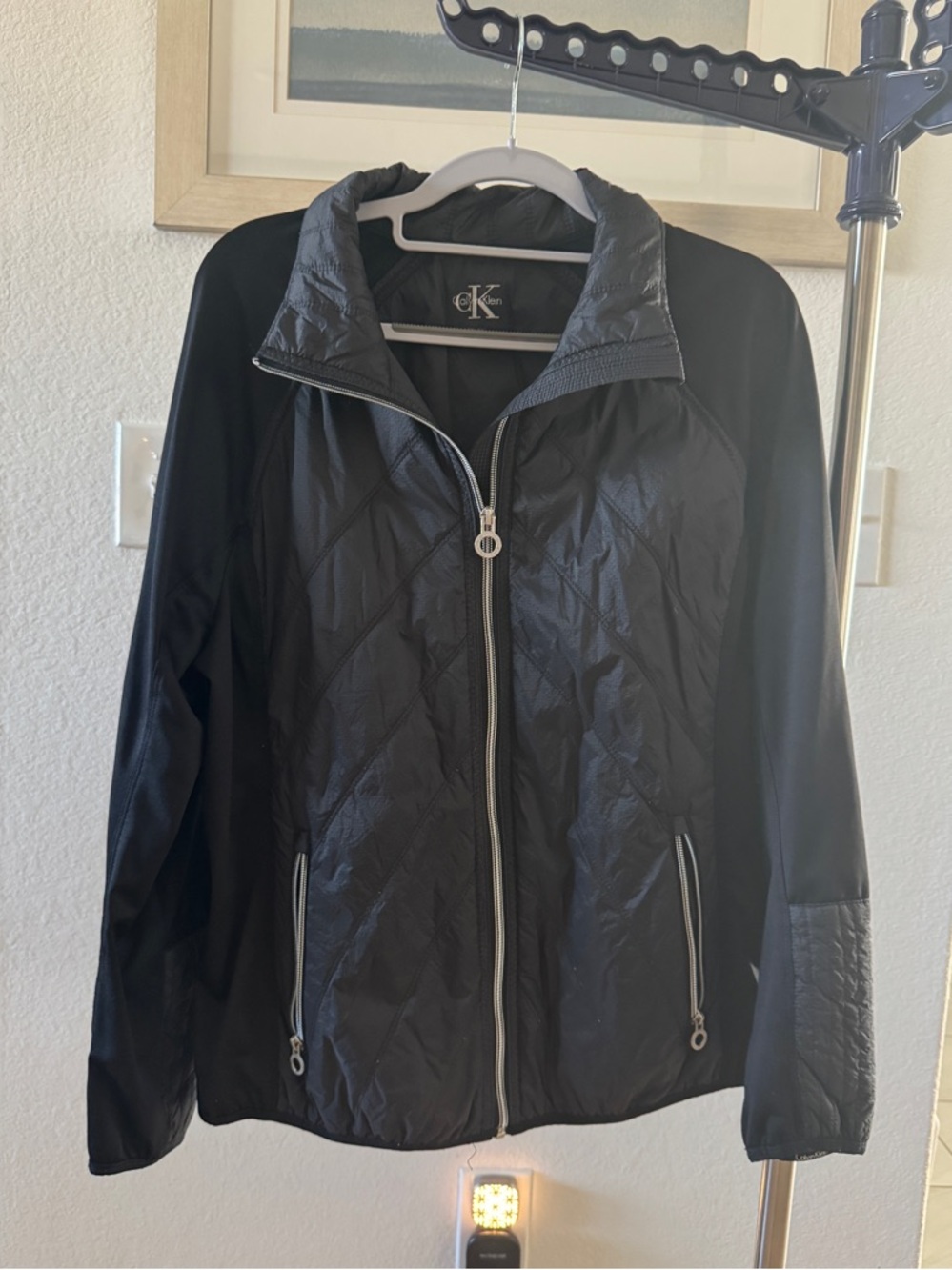 Calvin Klein Black Lightweight Quilted Zip Jacket XL Athleisure Travel